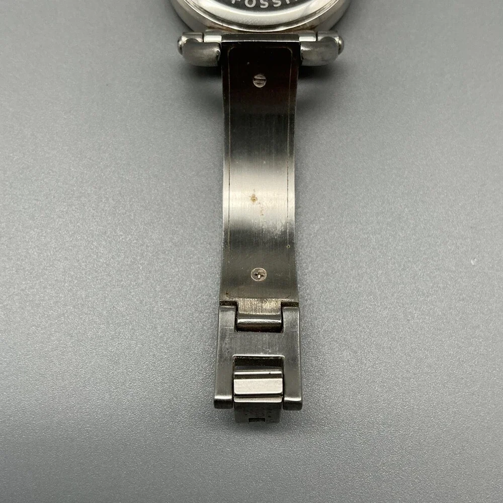 Fossil ES-2472 Womens Watch 30mm Silver Tone Purple Inlay Stainless New Battery